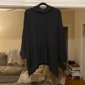 Loft size large black cowl neck poncho sweater